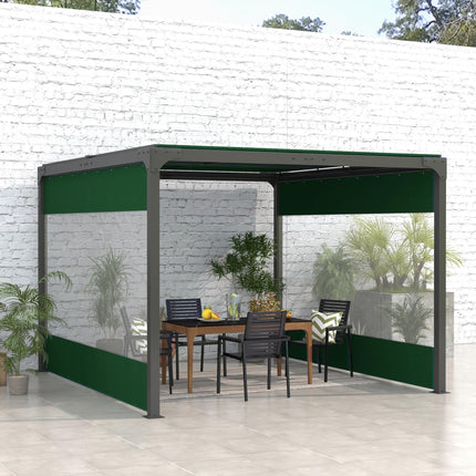 Set of 2 Weather-Resistant Polyester Pergola Side Panels with Window for 3m Frame - Green