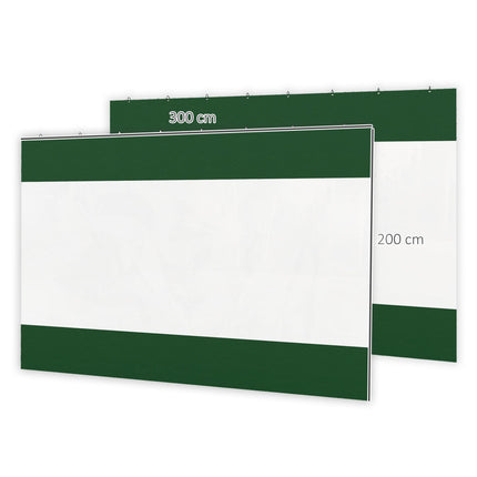 Set of 2 Weather-Resistant Polyester Pergola Side Panels with Window for 3m Frame - Green