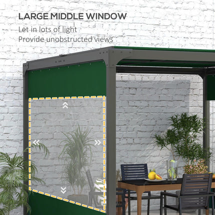 Set of 2 Weather-Resistant Polyester Pergola Side Panels with Window for 3m Frame - Green