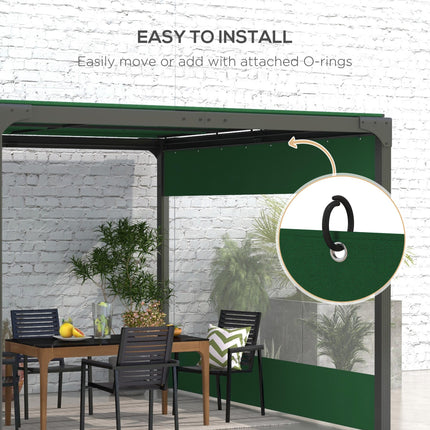 Set of 2 Weather-Resistant Polyester Pergola Side Panels with Window for 3m Frame - Green