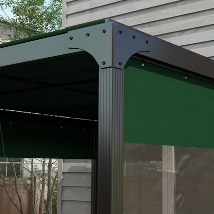 Set of 2 Weather-Resistant Polyester Pergola Side Panels with Window for 3m Frame - Green
