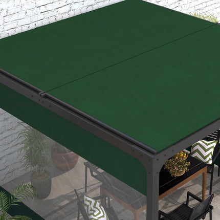 Set of 2 Weather-Resistant Polyester Pergola Side Panels with Window for 3m Frame - Green