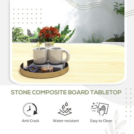 5-Piece PE Rattan Dining Set with Cushions and Stone Composite Table Top - Grey