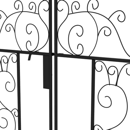 Outdoor Garden Arch with Double Gates Metal Arbor for Climbing Plants - Black