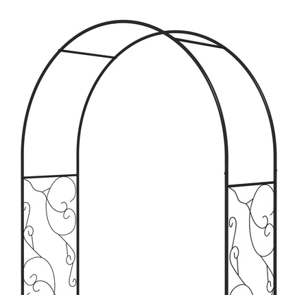 Outdoor Garden Arch with Double Gates Metal Arbor for Climbing Plants - Black