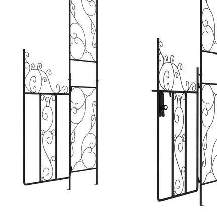 Outdoor Garden Arch with Double Gates Metal Arbor for Climbing Plants - Black