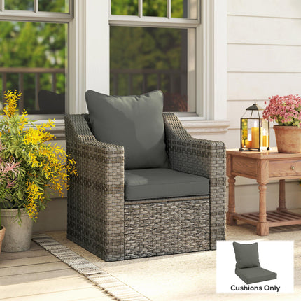 1-Piece Patio Chair Back and Seat Cushion Set 62x62cm - Charcoal Grey