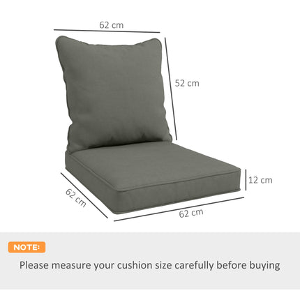1-Piece Patio Chair Back and Seat Cushion Set 62x62cm - Charcoal Grey