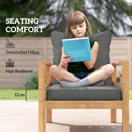 1-Piece Patio Chair Back and Seat Cushion Set 62x62cm - Charcoal Grey