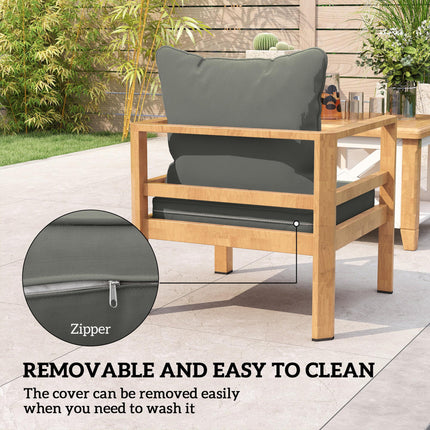 1-Piece Patio Chair Back and Seat Cushion Set 62x62cm - Charcoal Grey