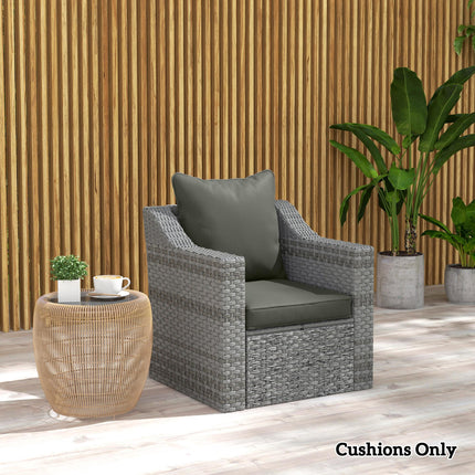 1-Piece Patio Chair Back and Seat Cushion Set 62x62cm - Charcoal Grey