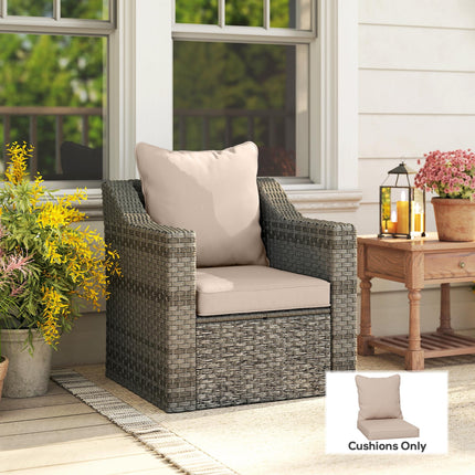 1-Piece Patio Chair Back and Seat Cushion Replacement Set - Beige