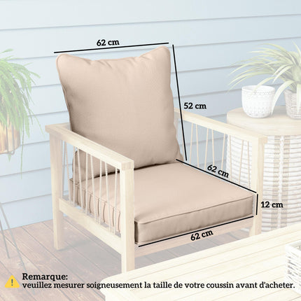 1-Piece Patio Chair Back and Seat Cushion Replacement Set - Beige
