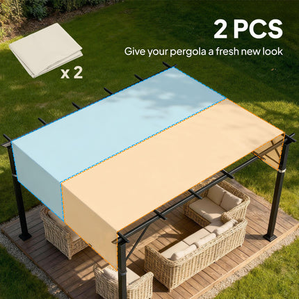 Set of 2 UV Protection Pergola Replacement Canopies for 3x3m Pergola - Cream White