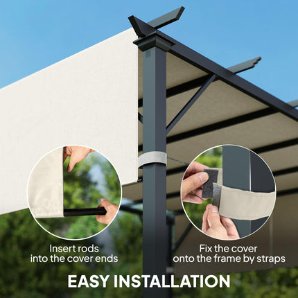 Set of 2 UV Protection Pergola Replacement Canopies for 3x3m Pergola - Cream White