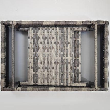 Foldable Outdoor Coffee Table with Metal Frame and Rattan Weave - Mixed Grey