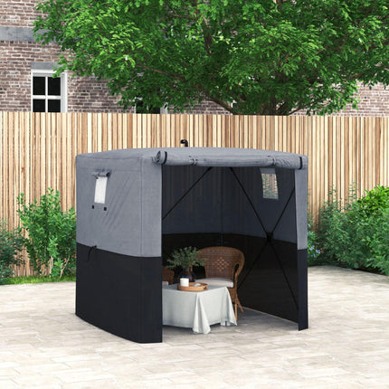 Pop-Up Gazebo 2x2m UV30+ Sun Shelter with Mesh Windows - Black