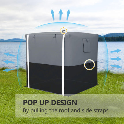 Pop-Up Gazebo 2x2m UV30+ Sun Shelter with Mesh Windows - Black