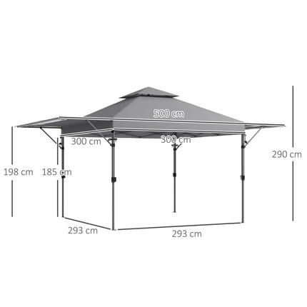 Large Pop Up Gazebo with Dual Awnings 5x3m - Blue