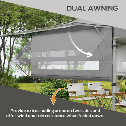 Large Pop Up Gazebo with Dual Awnings 5x3m - Blue