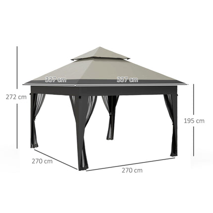 3 x 3 Metre Pop Up Gazebo with Mosquito Netting and Sandbags - Grey