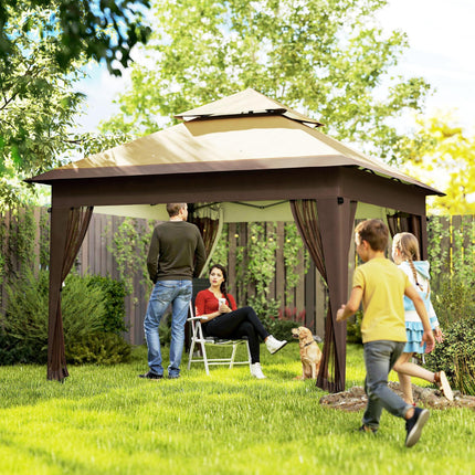 3 x 3 Metre Pop Up Gazebo with Mosquito Netting and Carry Bag - Khaki