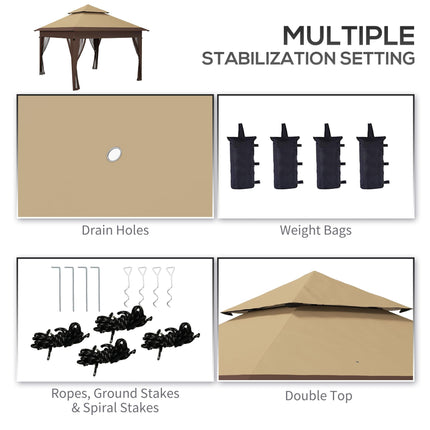3 x 3 Metre Pop Up Gazebo with Mosquito Netting and Carry Bag - Khaki