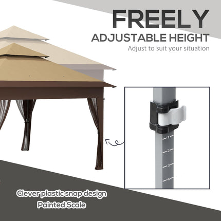 3 x 3 Metre Pop Up Gazebo with Mosquito Netting and Carry Bag - Khaki