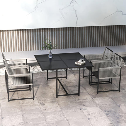 5 Piece Metal Outdoor Dining Set with Folding Chairs - Light Grey