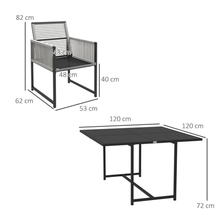 5 Piece Metal Outdoor Dining Set with Folding Chairs - Light Grey