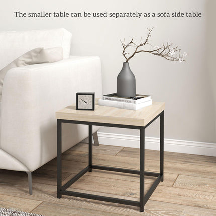 Coffee Table Set of 2 with 3.5cm Thick Oak Tabletops - Oak