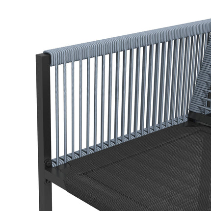 5 Piece Garden Dining Set with Tempered Glass Top and Foldable Backrest - Dark Grey
