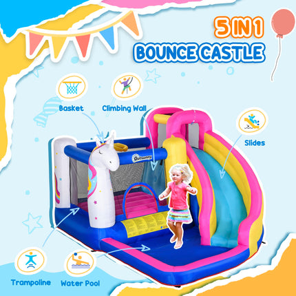 5 in 1 Bouncy Castle for Kids 3-8 Years with Blower - Multicoloured