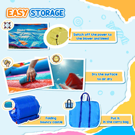 5 in 1 Bouncy Castle for Kids 3-8 Years with Blower - Multicoloured