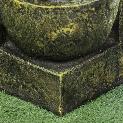 4-Tier Garden Waterfall Fountain with Adjustable Flow and Stone Look Bowls - Black and Yellow