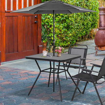 Square Patio Bistro Table with Faux Marble Top and Umbrella Hole - Grey