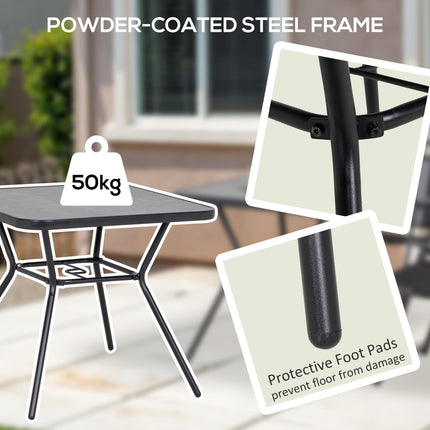 Square Patio Bistro Table with Faux Marble Top and Umbrella Hole - Grey