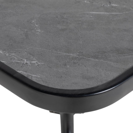 Square Patio Bistro Table with Faux Marble Top and Umbrella Hole - Grey