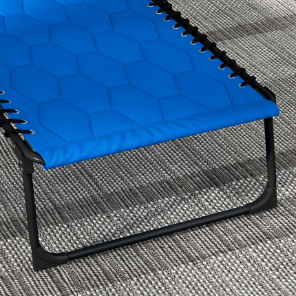 Foldable Outdoor Sun Lounger with Padded Seat and 5-Level Recline - Black/Blue