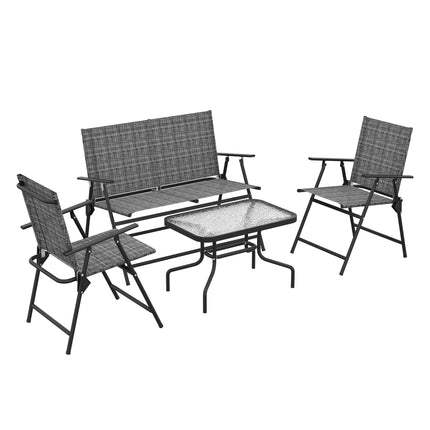 4 Piece Patio Furniture Set with Breathable Mesh Seats - Mixed Grey