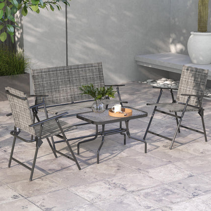 4 Piece Patio Furniture Set with Breathable Mesh Seats - Mixed Grey