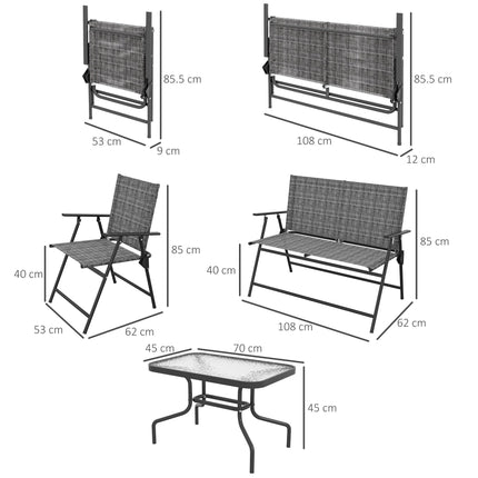 4 Piece Patio Furniture Set with Breathable Mesh Seats - Mixed Grey