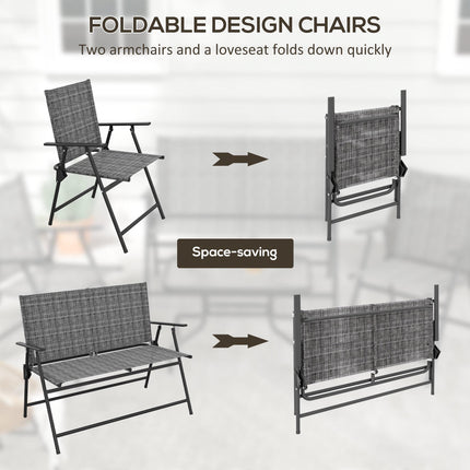 4 Piece Patio Furniture Set with Breathable Mesh Seats - Mixed Grey