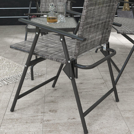 4 Piece Patio Furniture Set with Breathable Mesh Seats - Mixed Grey