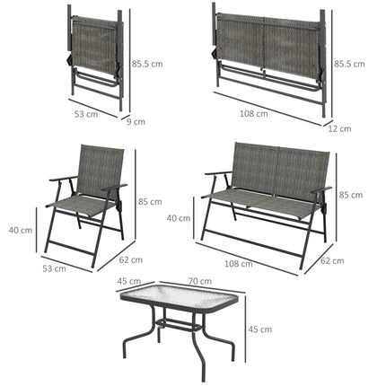 4 Piece Patio Furniture Set with Foldable Breathable Mesh Seats - Mixed Brown