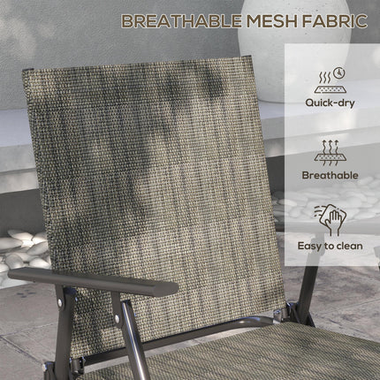 4 Piece Patio Furniture Set with Foldable Breathable Mesh Seats - Mixed Brown
