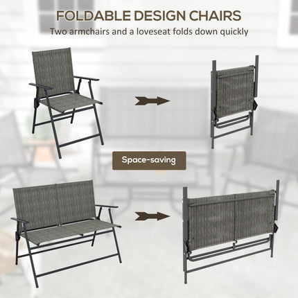 4 Piece Patio Furniture Set with Foldable Breathable Mesh Seats - Mixed Brown
