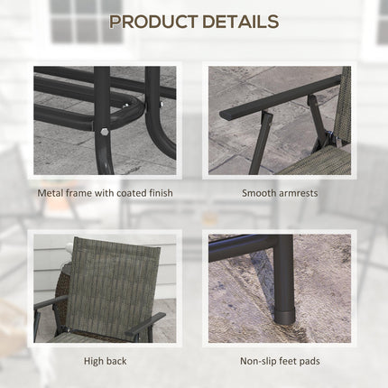 4 Piece Patio Furniture Set with Foldable Breathable Mesh Seats - Mixed Brown