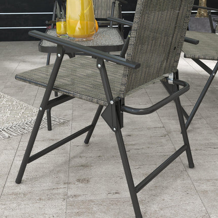 4 Piece Patio Furniture Set with Foldable Breathable Mesh Seats - Mixed Brown