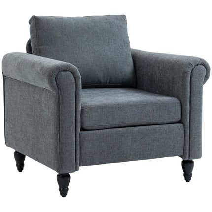 Vintage Upholstered Accent Chair with Cushion for Comfort - Grey